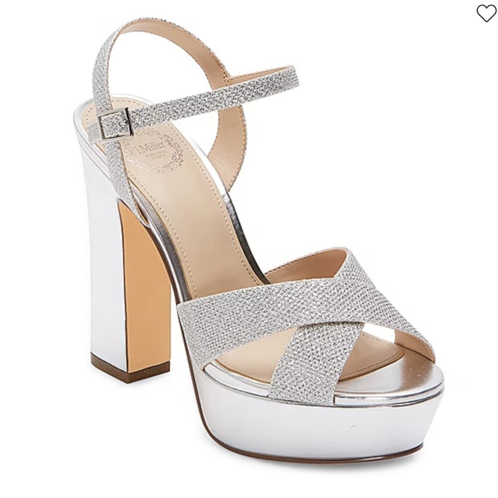 NEW Silver & Shimmery I.‎ Miller Women's Samien Heeled Sandals, size 10